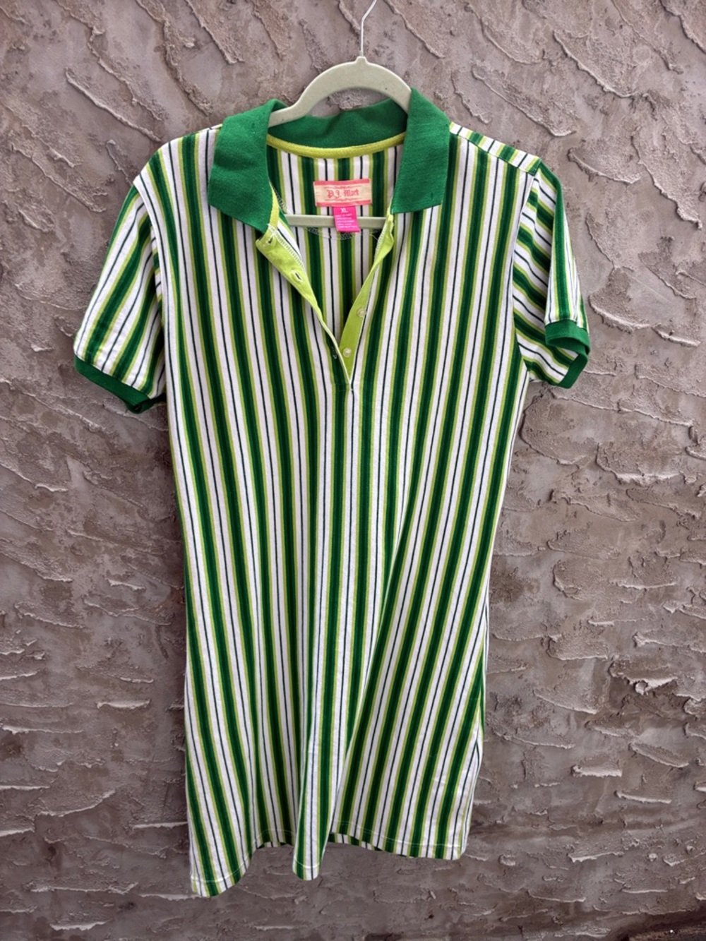 VTG Inspired Striped Kelly Green  Polo Midi Dress Sz XL Vacation Tennis Academia